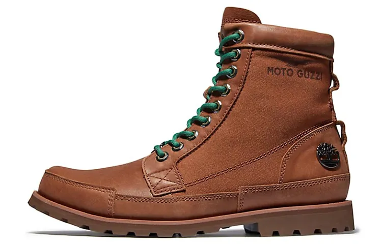 Moto Guzzi x Timberland Abrasion Resistant Short Outdoor Boots Red Brown