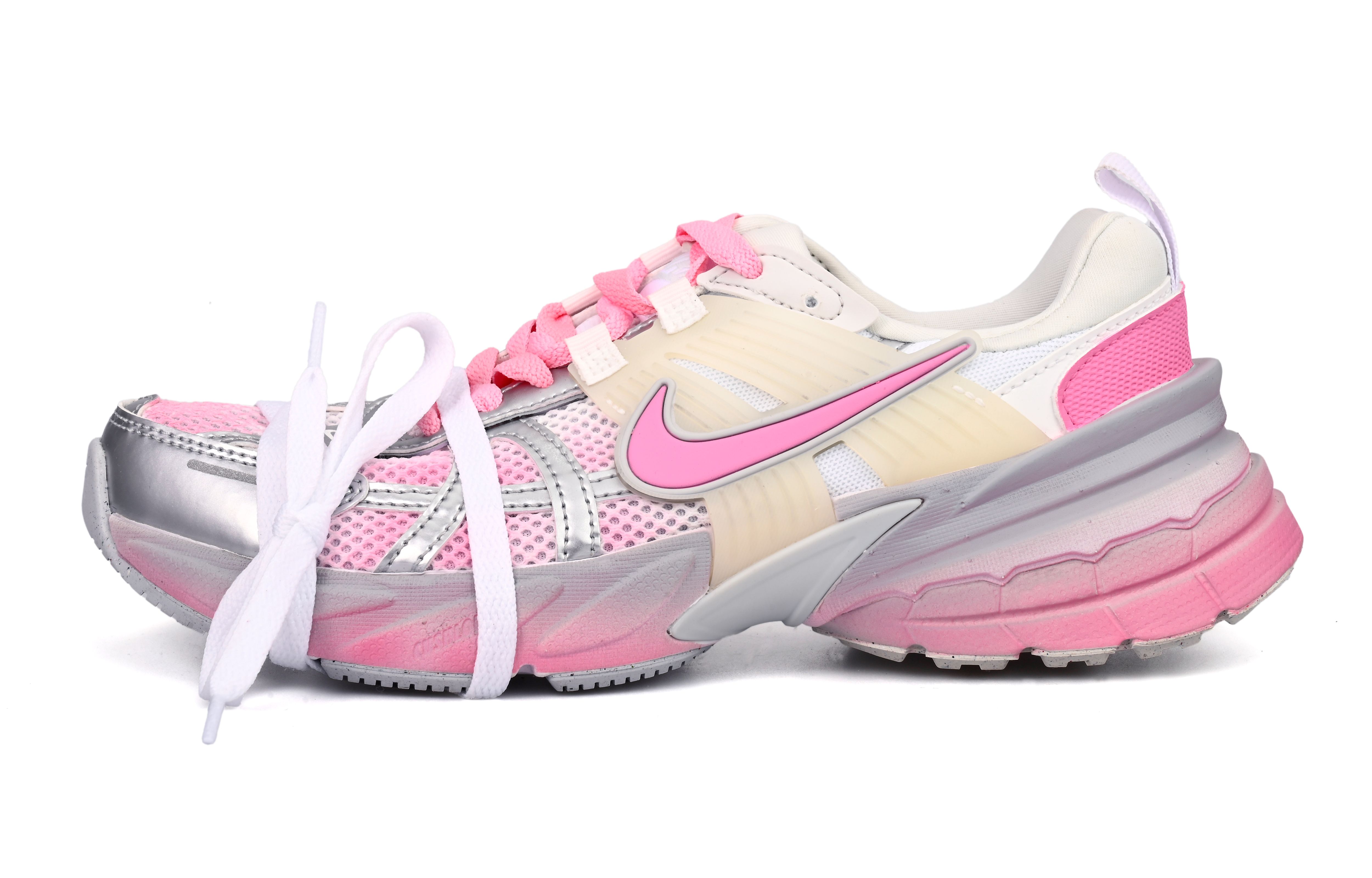 Nike V2K Run Mesh Waterproof And Breathable Moisture Wicking Low top Running Shoes Women’s Silver Pink