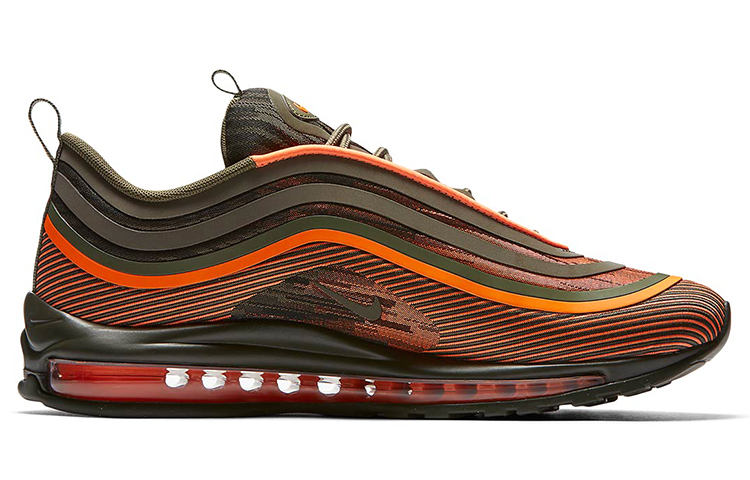 Мужские кроссовки Nike Air Max 97 Ultra'17 (серо-зелено-оранжевые) — фото 2