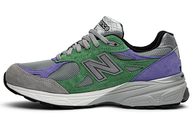 Stray Rats x New Balance NB 990 V3 Retro American-made low-top running shoes for men and women, green and purple