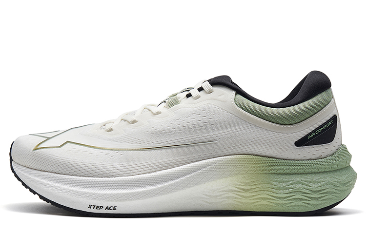 XTEP Comfortable Slip Resistant Abrasion Resistant Low top Running Shoes Men’s Sail White/Mountain Green