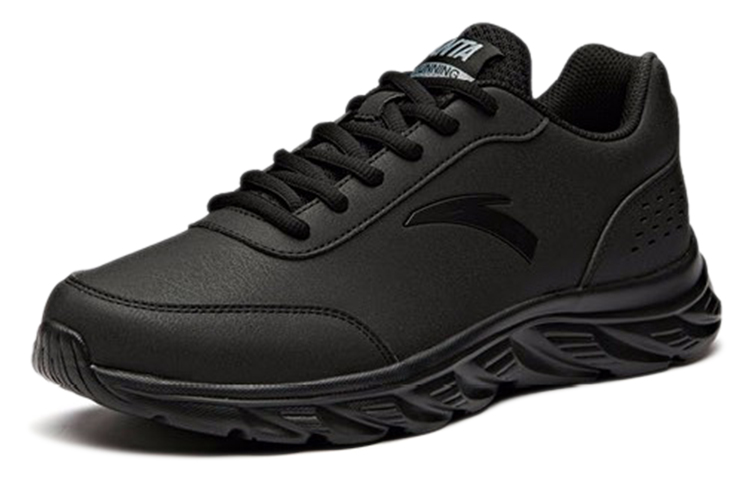 Anta Fabric Cushioning Slip Resistant Abrasion Resistant Lightweight Low top Casual Running Shoes Men’s Black