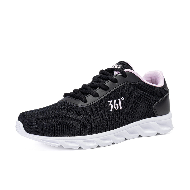 361° Cushioning, Wear Resistant Low top Casual Running Shoes Women’s Black White Pink
