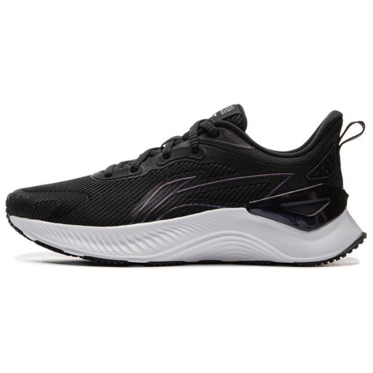 Li Ning Cushioning Slip Resistant Abrasion Resistant Low top Casual Running Shoes Women’s Black White Purple