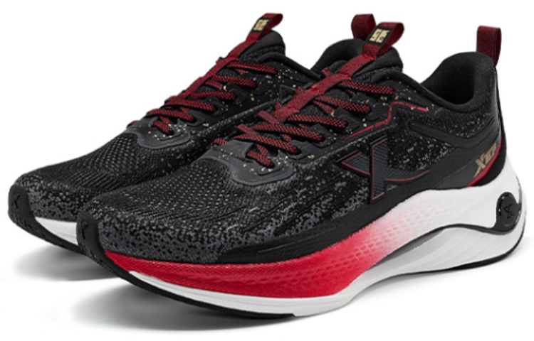 XTEP Casual Fabric Slip Resistant, Abrasion Resistant, Breathable Low top Running Shoes Men’s Black Red