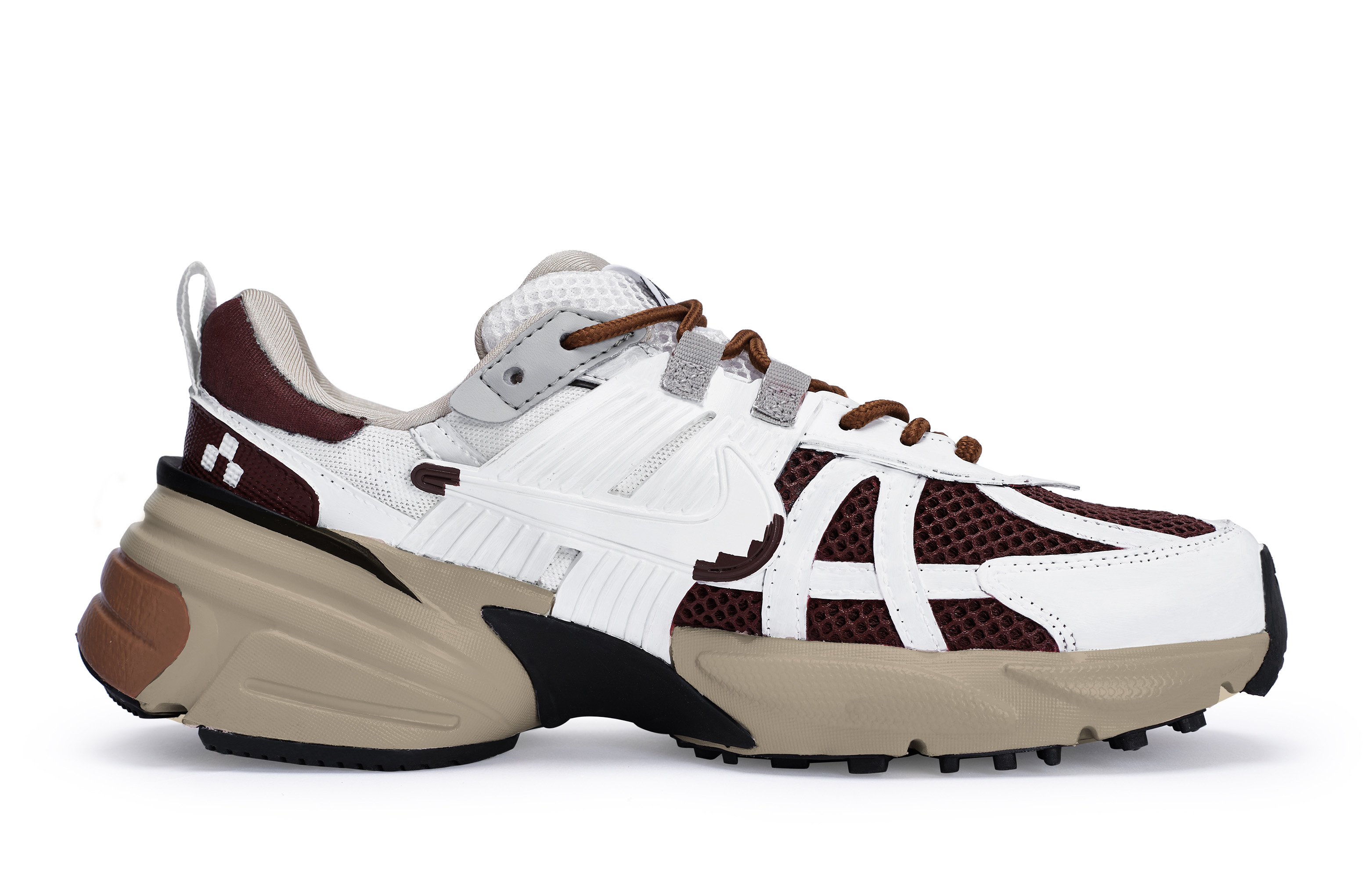 Nike V2K Run Cushioning Slip Resistant Cushioning Slip Resistant Low top Casual Running Shoes Women’s White Brown