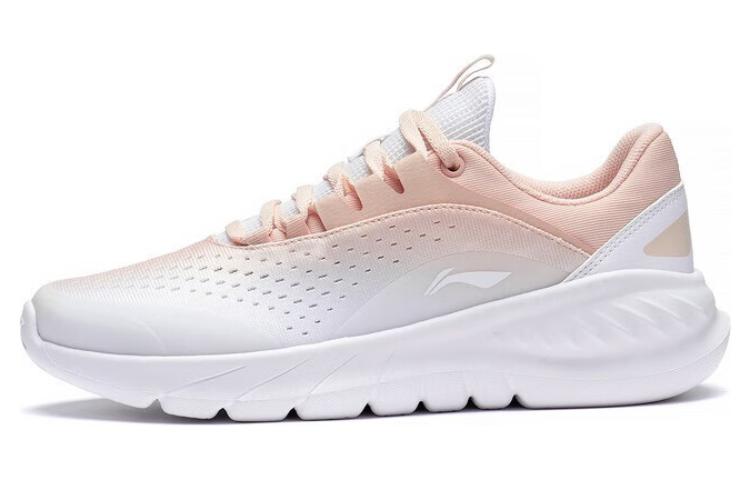 Li Ning EazGo Easy Adaptability Abrasion Resistant Breathable Low top Running Shoes Women's White Pink