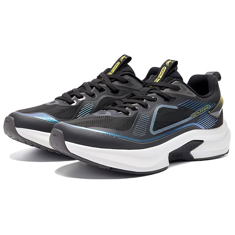 QIAODAN Fabric Slip Resistant Abrasion Resistant Low top Casual Running Shoes Men’s Black Blue Green