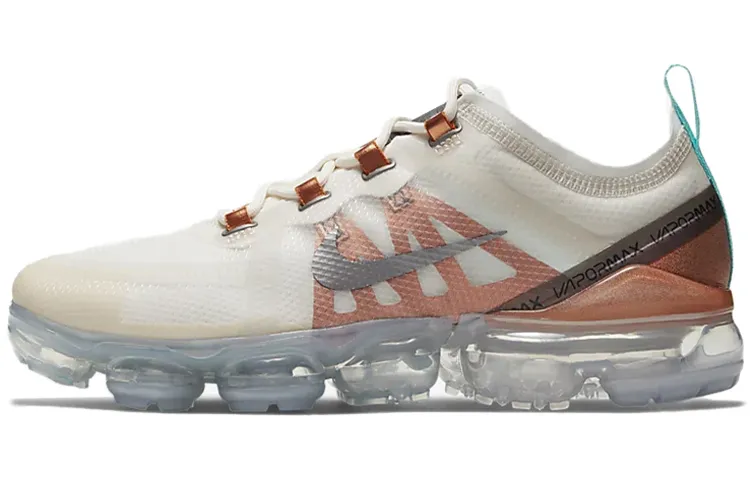 Nike VaporMax 2019 Cushioning Low top Running Shoes Women's White Gold Air Cushion