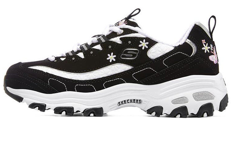 Женские кроссовки Skechers D'Lites 1.0 (черный / белый / серебристый) — Чёрный / белый / серебристый — фото 1
