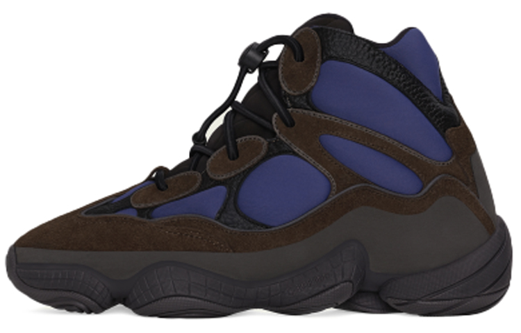 Adidas originals Yeezy 500 High Tyrian, comfortable and versatile, shock-absorbing, non-slip and wear-resistant, high-top dad shoes, same style for men and women, black and blue