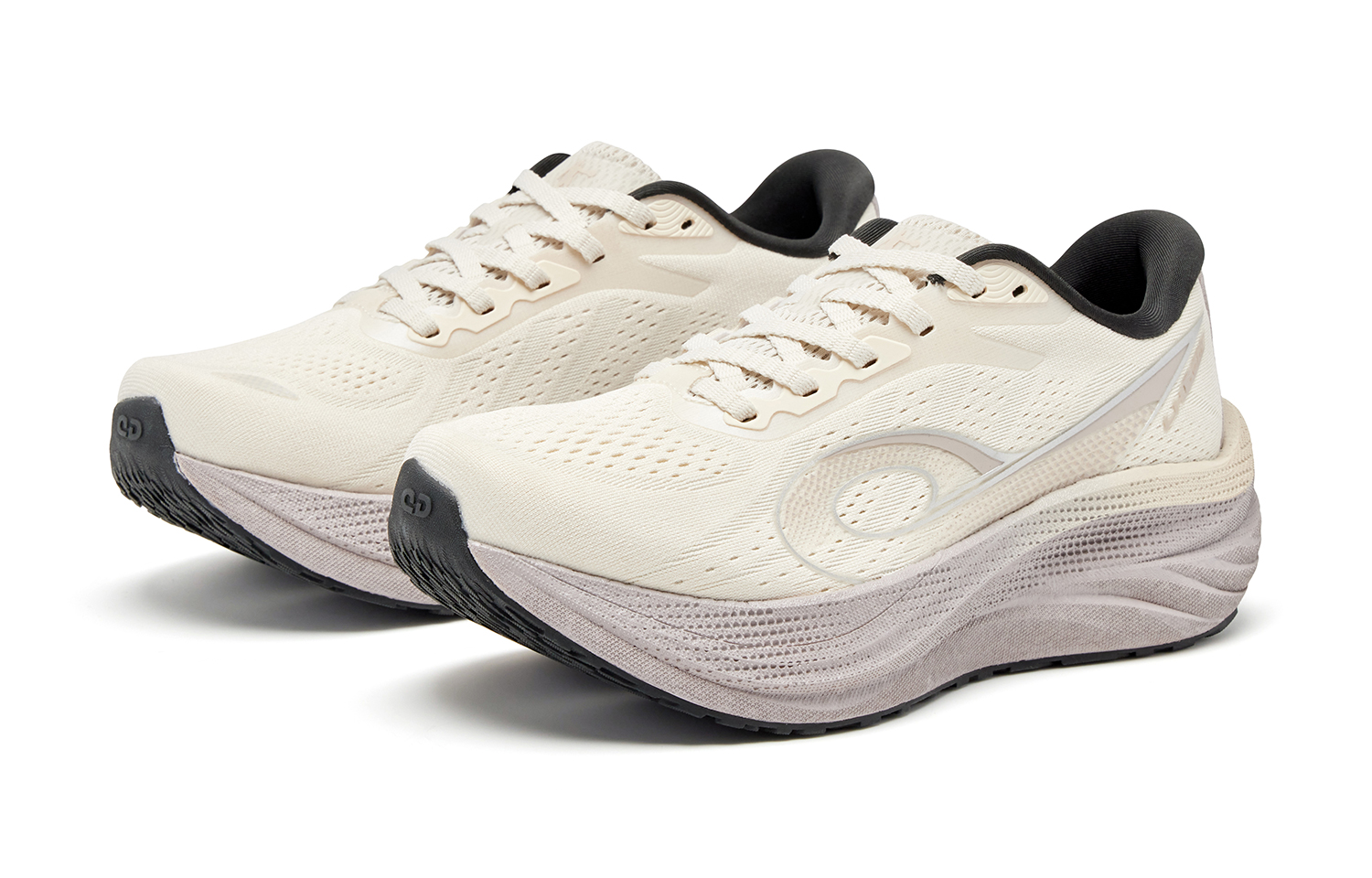 QIAODAN Steering 600 Running Shoes Women’s Low Top Antique Porcelain White Cherry Blossom Brown