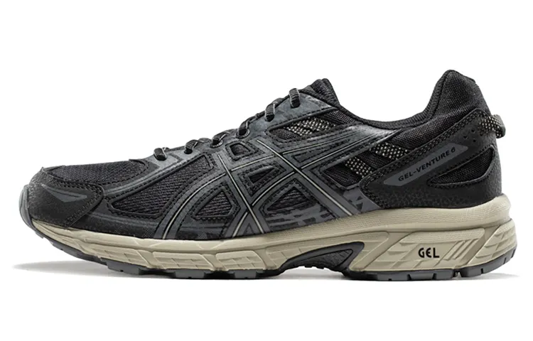 Asics Gel Venture 6 Abrasion Resistant Breathable Low top Running Shoes Men's Black Gray