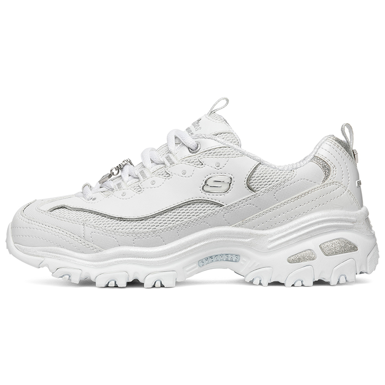 Skechers Skechers D'LITES 1.0 Panda Shoes 10th Anniversary Diamond Style Comfortable and Versatile Casual Sports Increased Low Top Dad Shoes Women's Silver