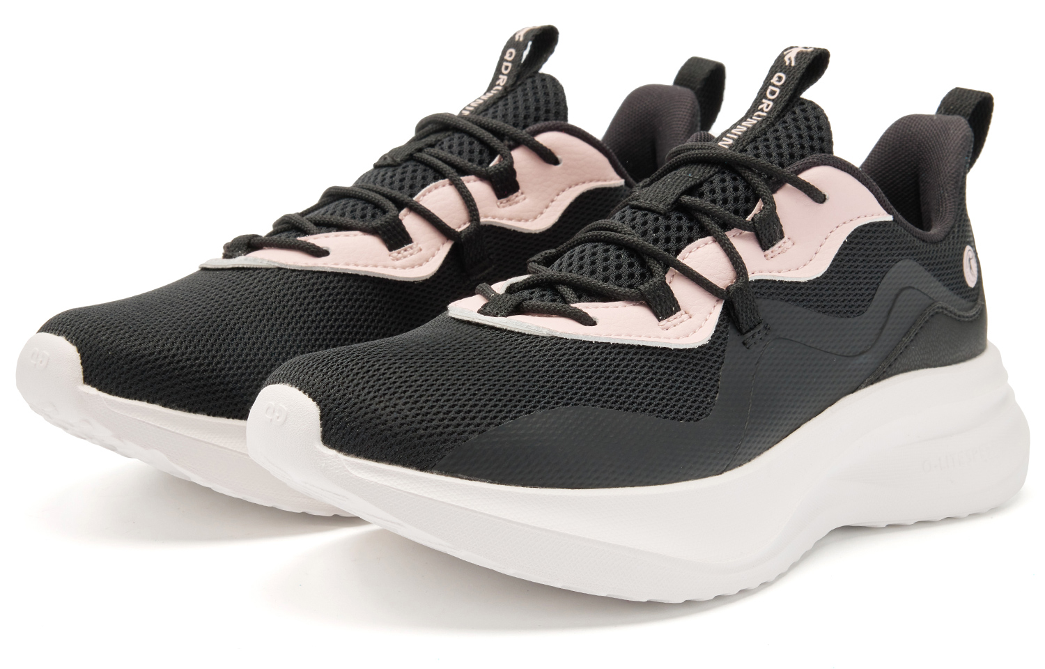 QIAODAN Cushioning Slip Resistant Abrasion Resistant Low top Casual Running Shoes Women’s Black Pink