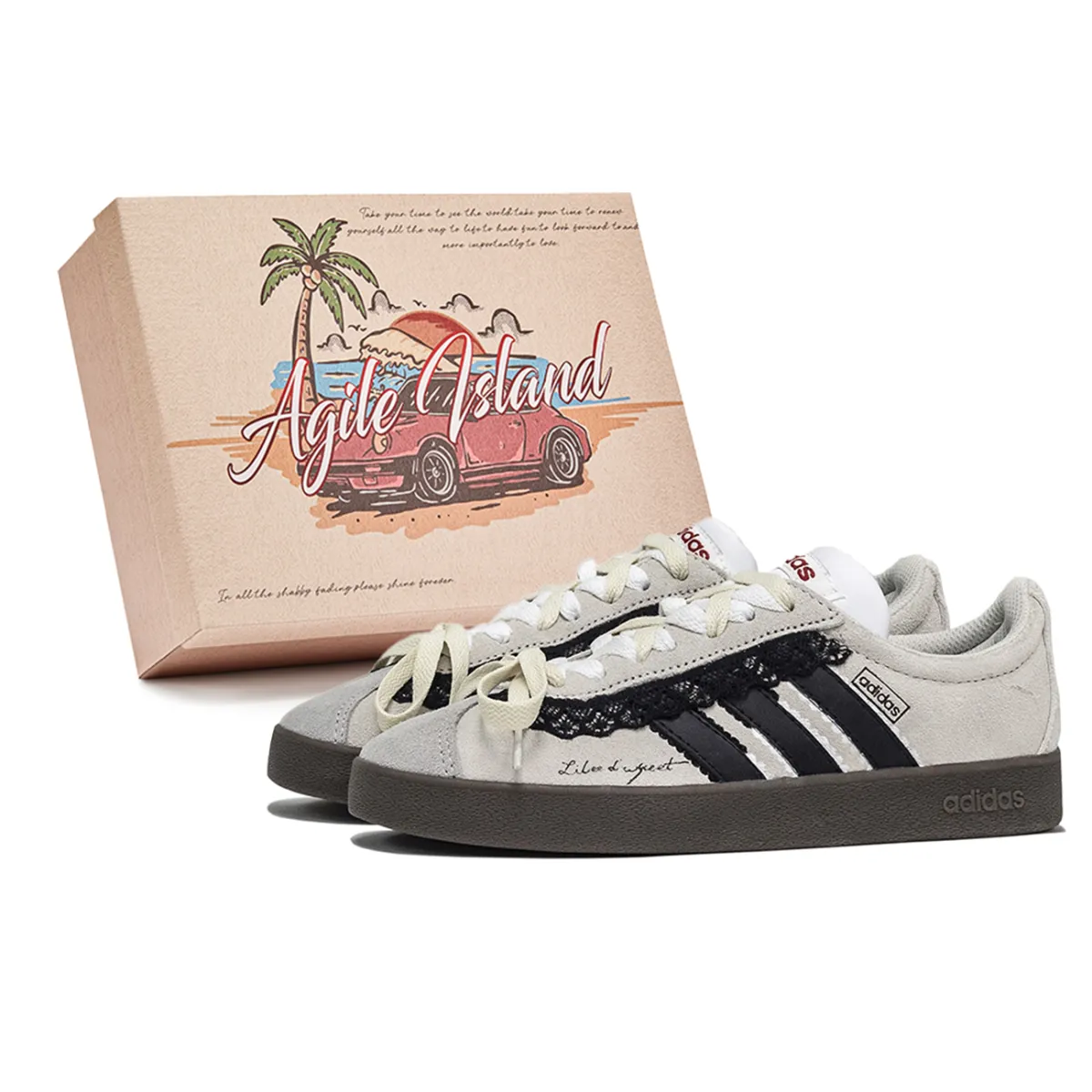Adidas VL COURT 2.0 Dreamy Ballet Abrasion Resistant Abrasion Resistant Low top Skateboard Shoes Unisex Brown Gray
