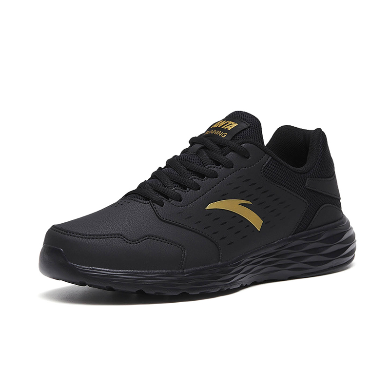 Anta Cushioning Slip Resistant Abrasion Resistant Low top Casual Running Shoes Men’s Black Gold