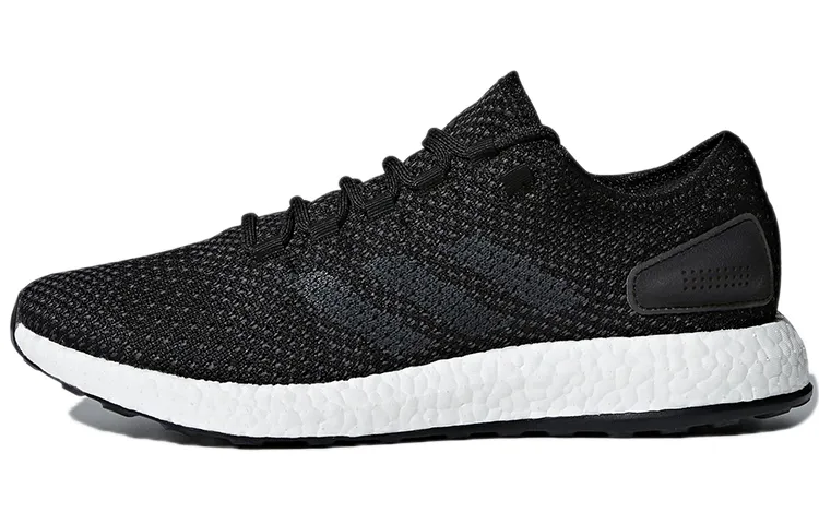 Adidas Pureboost Fabric Slip Resistant And Breathable Low top Running Shoes Unisex Black Blue