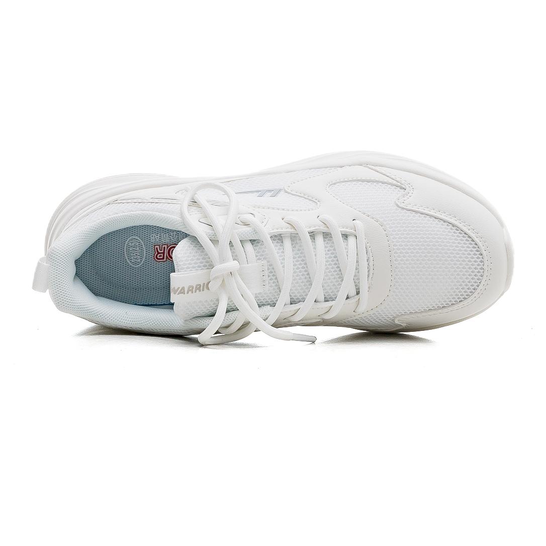 Warrior Slip Resistant, Abrasion Resistant, Height Increasing Low top Casual Running Shoes Unisex White