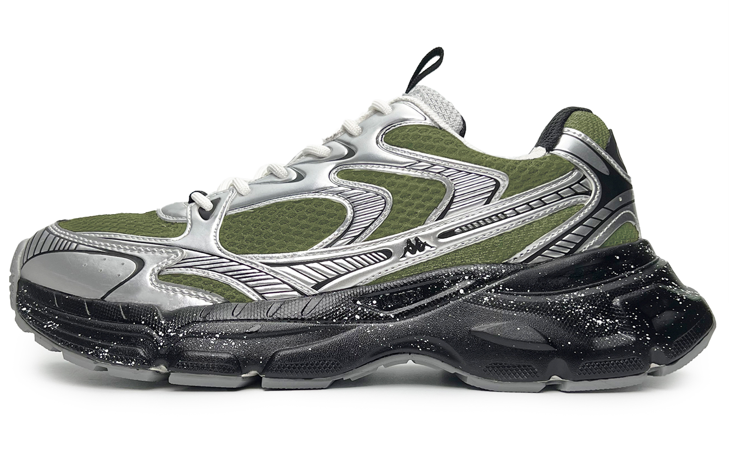 Kappa Cushioning Abrasion Resistant Breathable Low top Running Shoes Unisex Black Green Silver