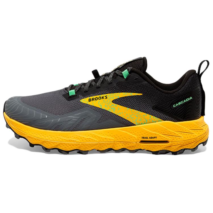 Brooks CASCADIA 17 Comfortable Slip Resistant Abrasion Resistant Low top Trail Running Shoes Men’s Yellow Gray