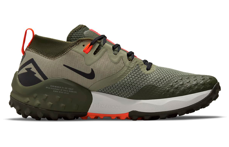 Мужские кроссовки Nike Wildhorse 7 (оливковые) — 浅军绿/军裤卡其/亮深红/黑 — фото 2