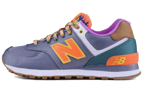 New Balance NB 574 Textile, Synthetic Leather Low top Casual Running Shoes Women's Gray Orange