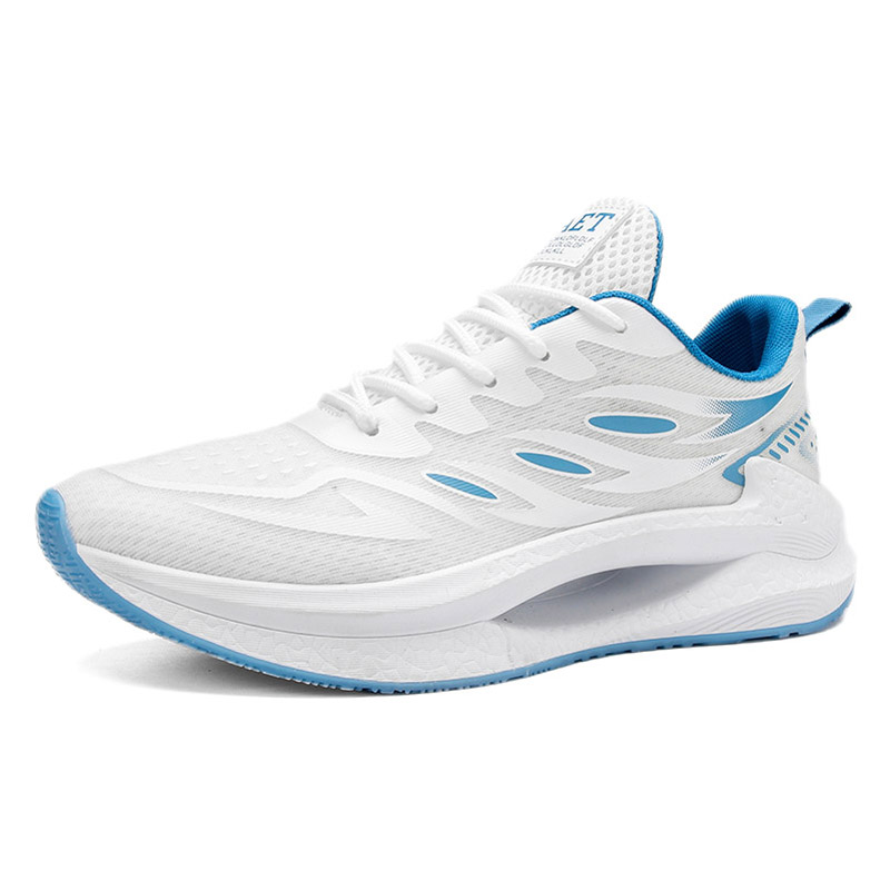 MEKY Slip Resistant Abrasion Resistant Low top Running Shoes Men’s White Blue