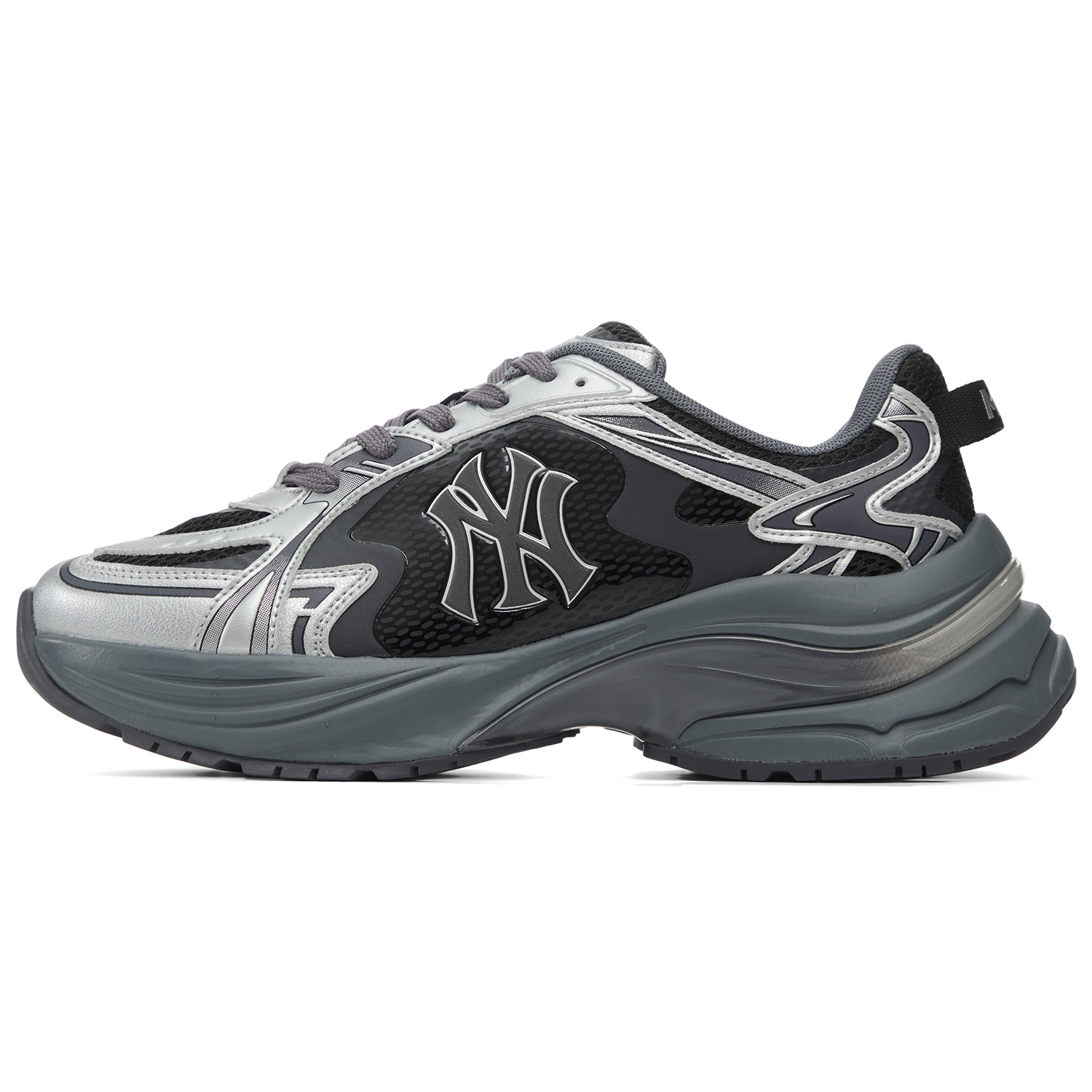 MLB New York Yankees Fabric Breathable Height Increasing Low top Running Shoes Unisex Silver Black