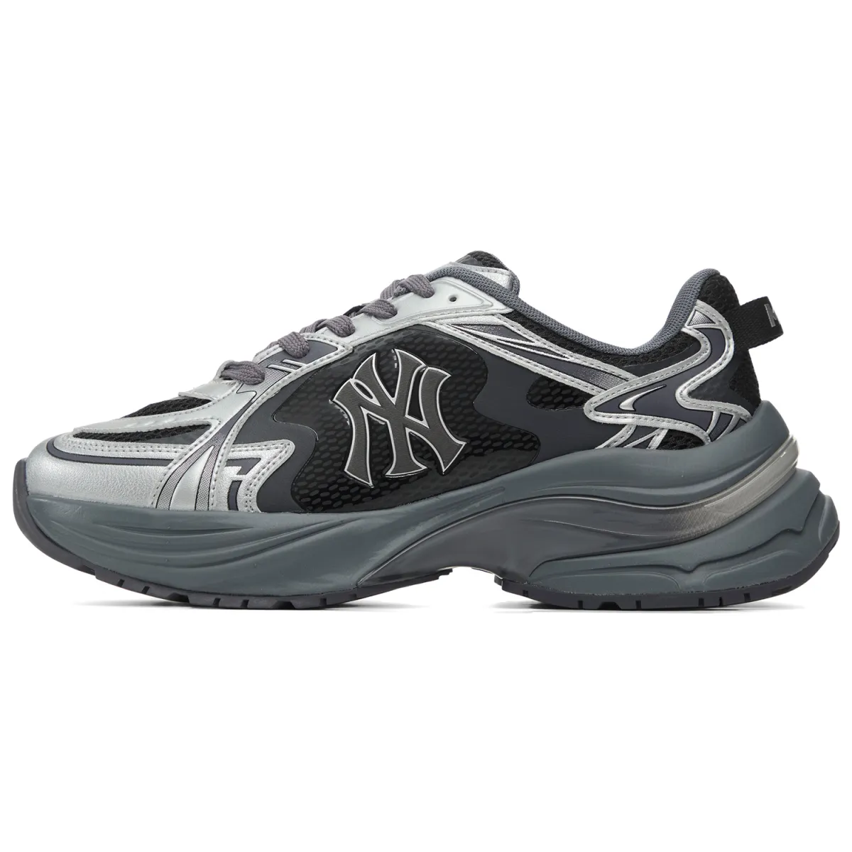 MLB New York Yankees Fabric Breathable Height Increasing Low top Running Shoes Unisex Silver Black