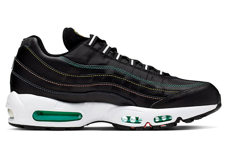 Мужские кроссовки Nike Air Max 95 (черно-зелено-белые) — Чёрный / зелёный / белый — фото 2