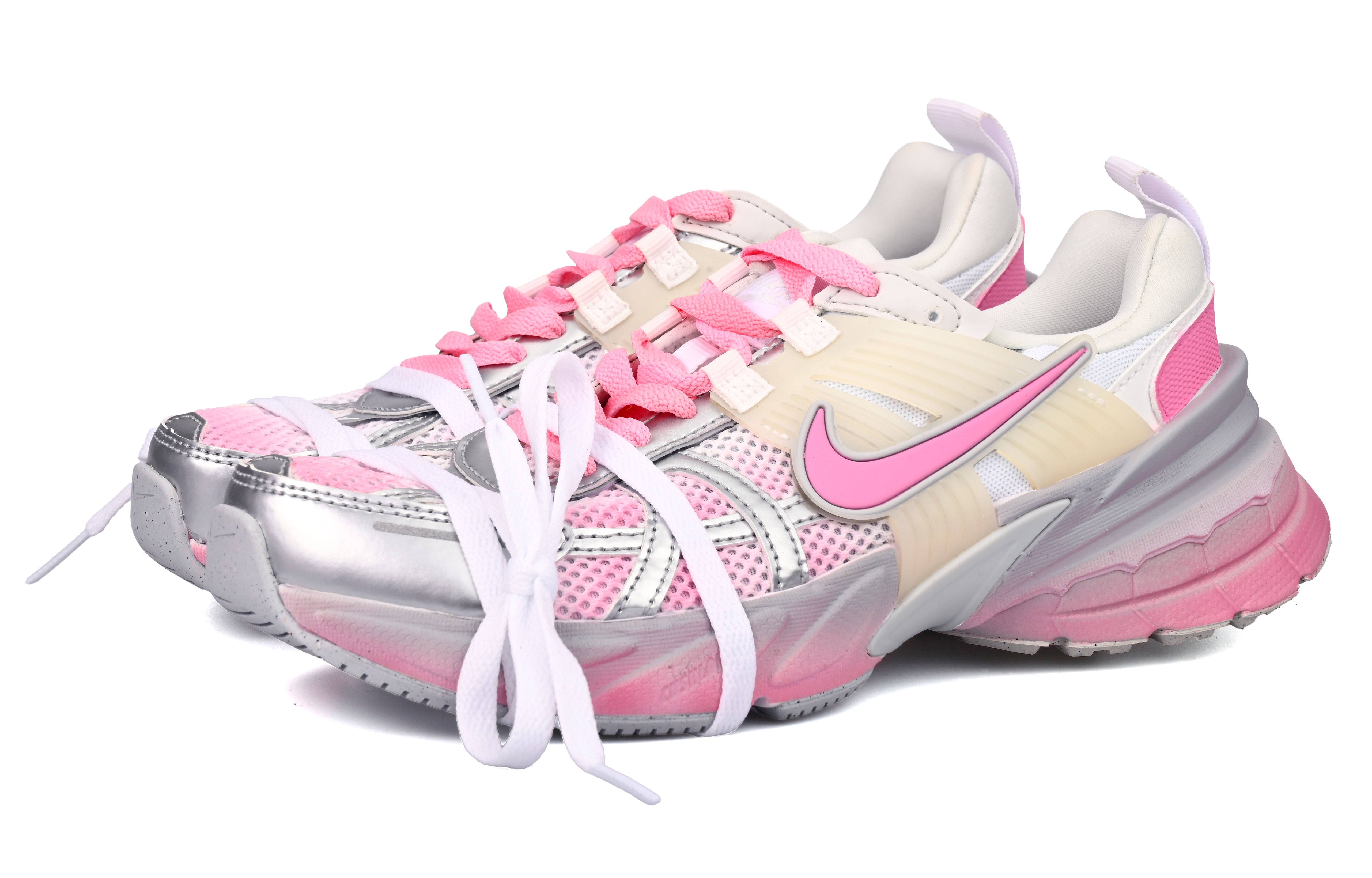 Nike V2K Run Mesh Waterproof And Breathable Moisture Wicking Low top Running Shoes Women’s Silver Pink