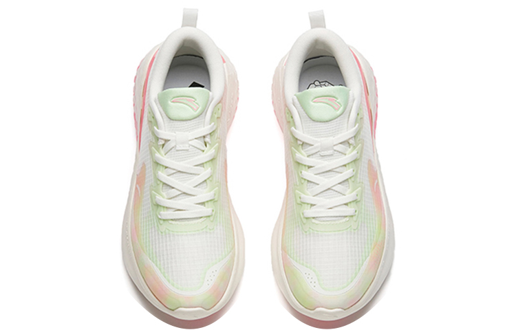 Anta Cushioning Slip Resistant Low top Running Shoes Women’s White Green Pink
