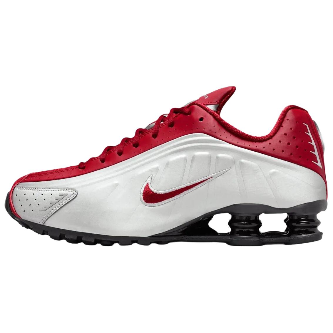 Мужские кроссовки Nike Shox R4 (серебристо-красные)