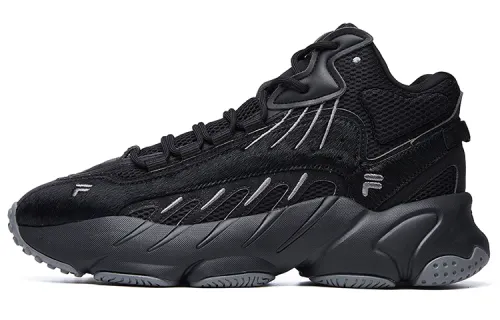 FILA ADE Textile, Synthetic Leather Cushioning, Wear Resistant Mid top Running Shoes Men's Black