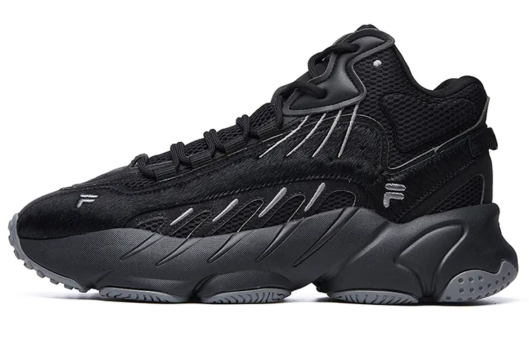 FILA ADE Textile, Synthetic Leather Cushioning, Wear Resistant Mid top Running Shoes Men's Black