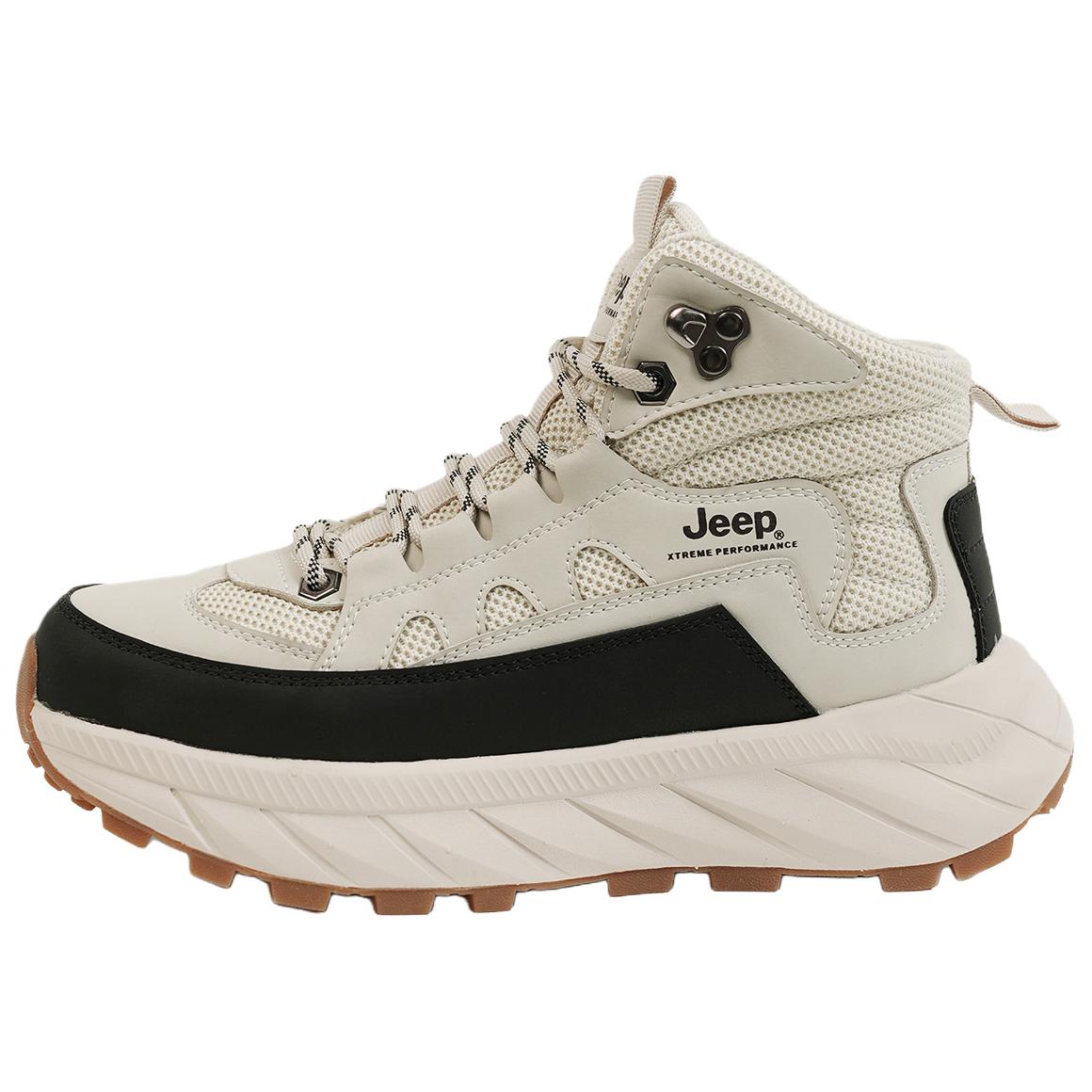 Jeep Mid top Outdoor Shoes Unisex Black White