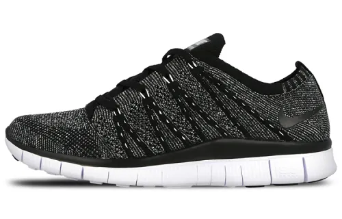 Nike Free Flyknit breathable fabric shock-absorbing, non-slip and wear-resistant low-cut sneakers for men, black gray