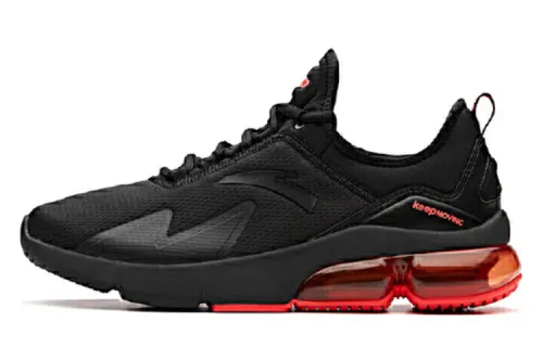 Anta Fabric Cushioning Slip Resistant Breathable Coverage Low top Running Shoes Men's Black Red