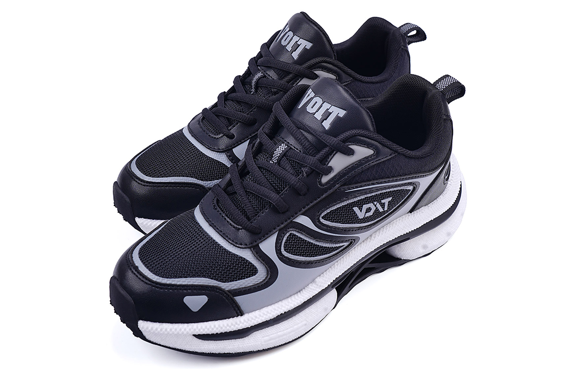 VOIT Cushioning Slip Resistant Breathable Low top Casual Sprint Running Shoes Unisex Black Gray