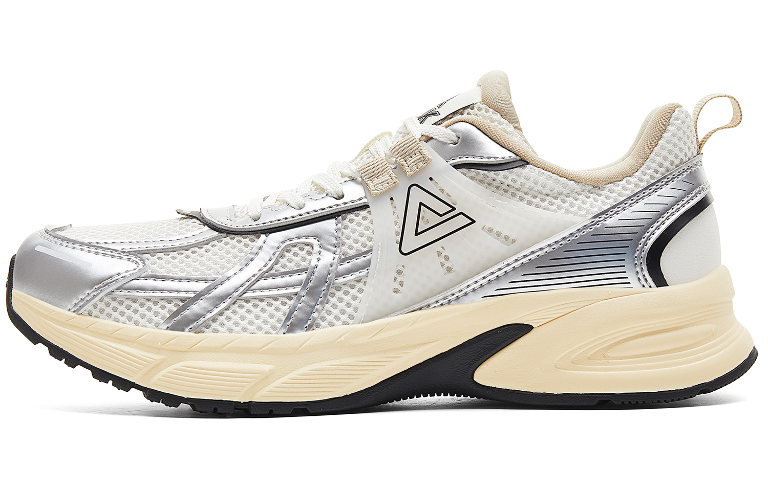 PEAK Cushioning Slip Resistant Rebound Abrasion Resistant Low top Casual Running Shoes Women’s White Silver Black