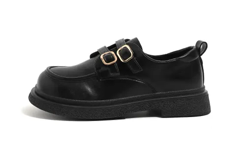 Universal shoes English style platform, black loafers, British style, women's style