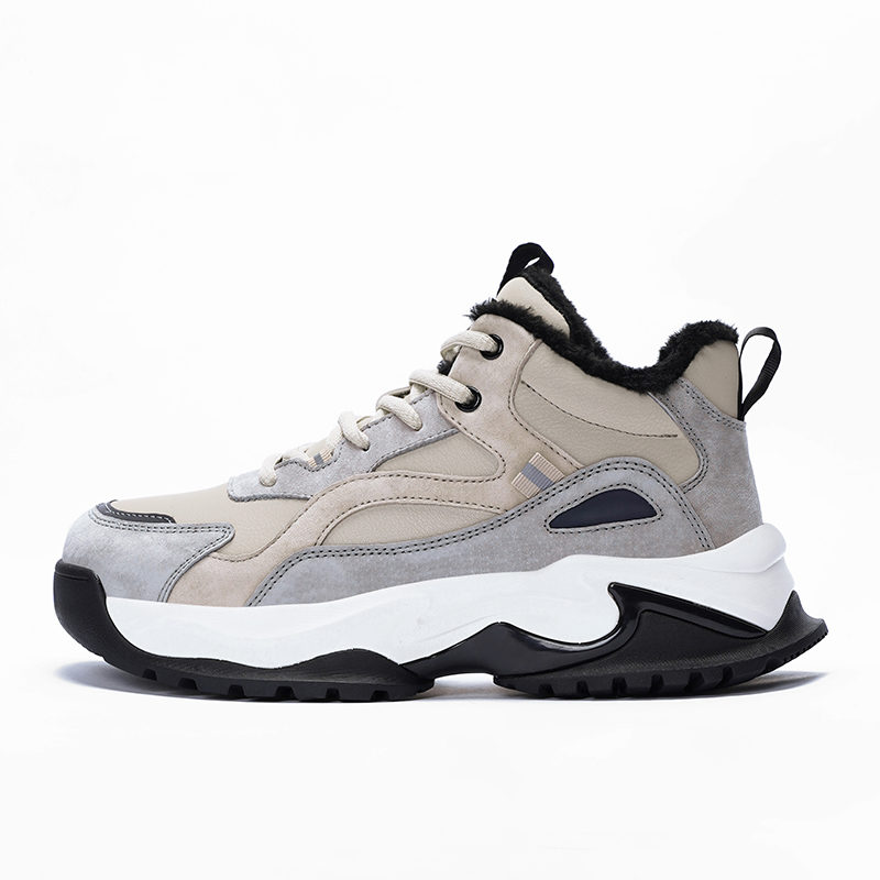 JEEP SPIRIT Abrasion Resistant Waterproof And Breathable Thermal Height Increasing Outdoor Shoes Men’s Climbing Gray