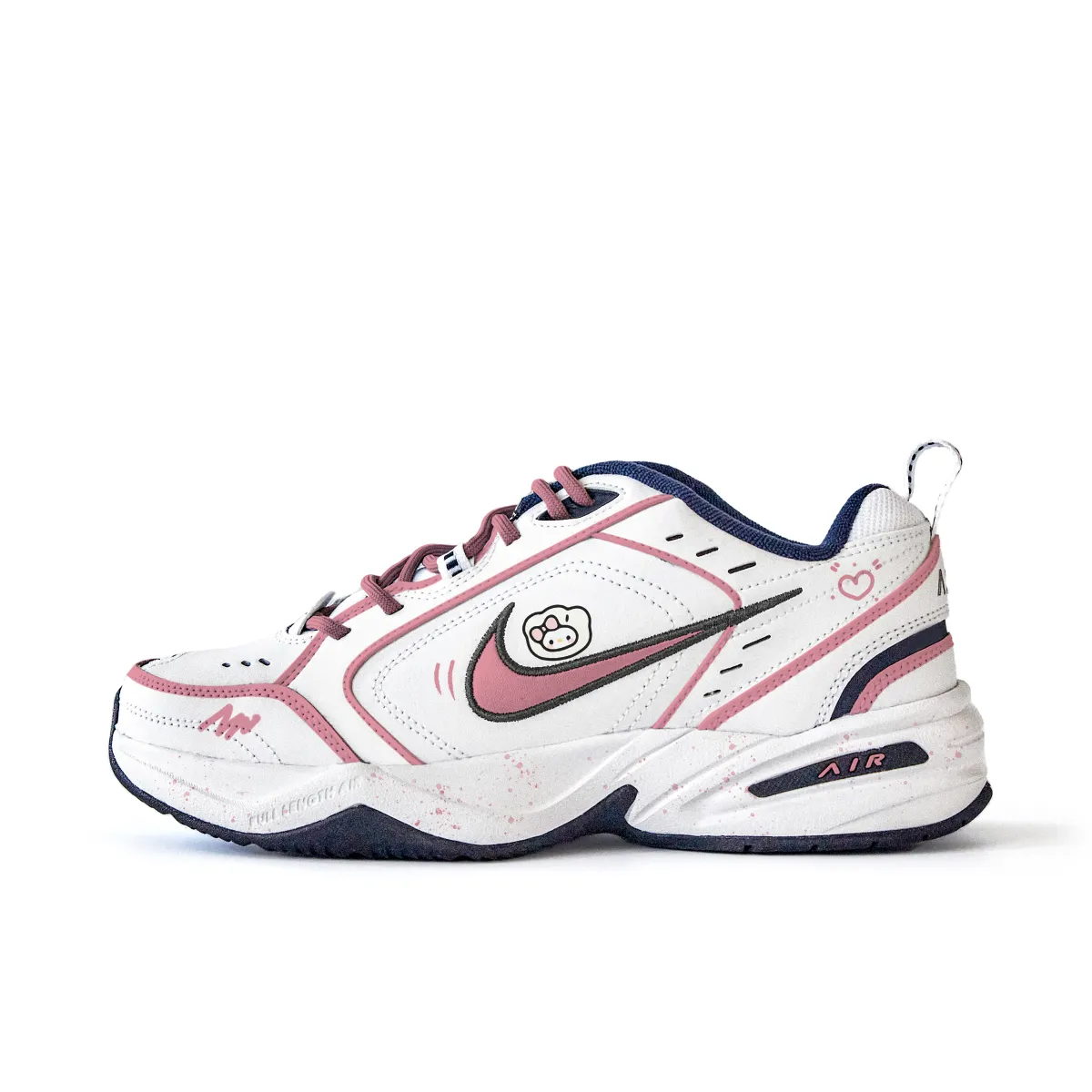Nike Air Monarch 4 Slip Resistant Abrasion Resistant Low top Chunky Sneakers Unisex White Pink
