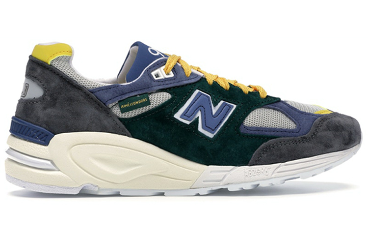 Кроссовки AIME LEON DORE x New Balance 990 V2 (желто-зеленые) — фото 2
