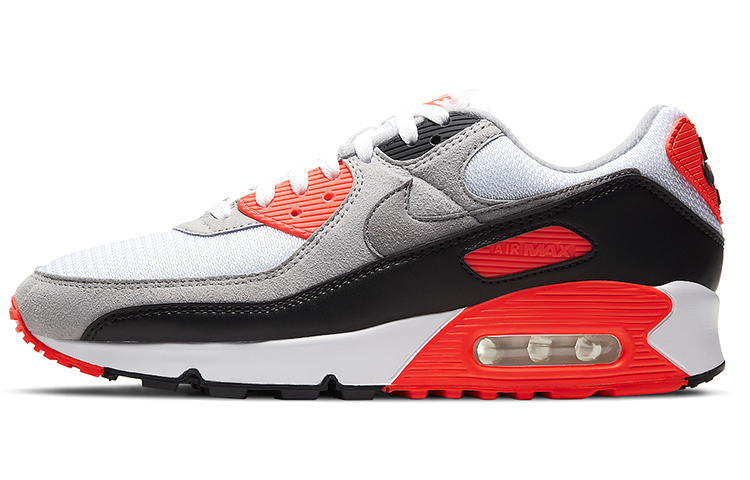 Кроссовки Nike Air Max 90 (бело-серые с красным)