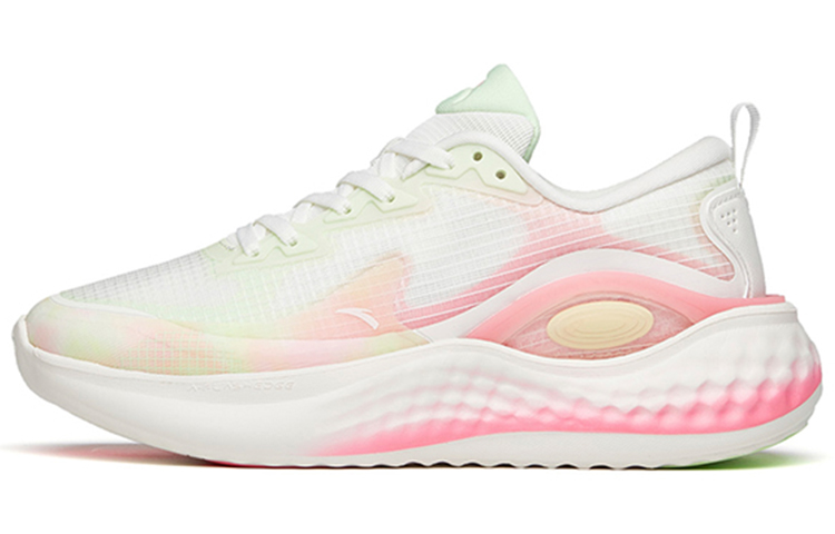 Anta Cushioning Slip Resistant Low top Running Shoes Women’s White Green Pink
