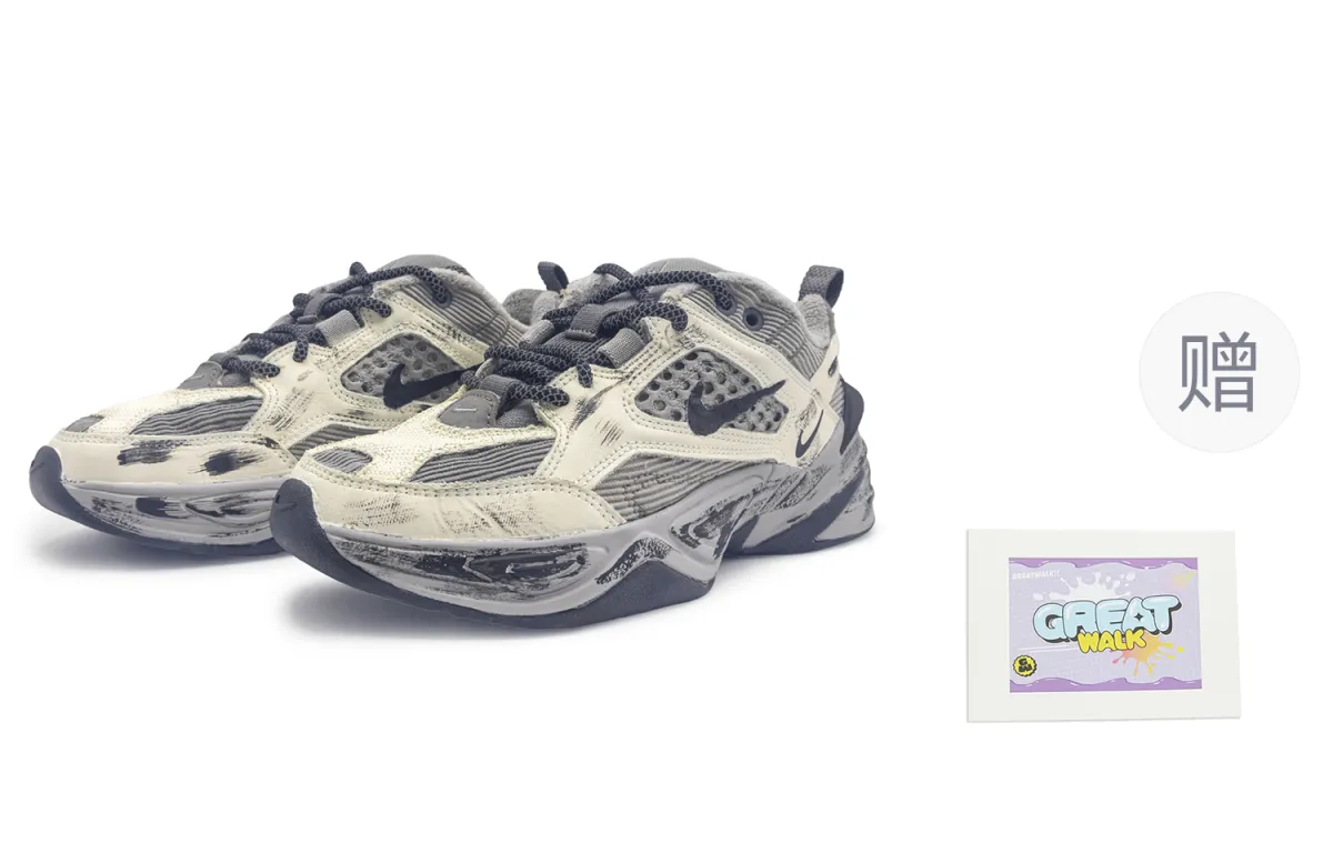 Nike M2K Tekno Slip Resistant Abrasion Resistant Low top Chunky Sneakers Unisex Gray White