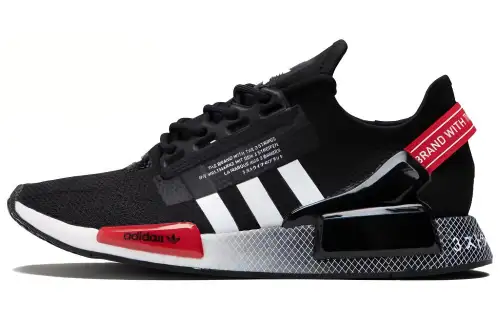 Adidas Originals NMD V2 Lace Up Cushioning Slip Resistant Low top Running Shoes Unisex White Black