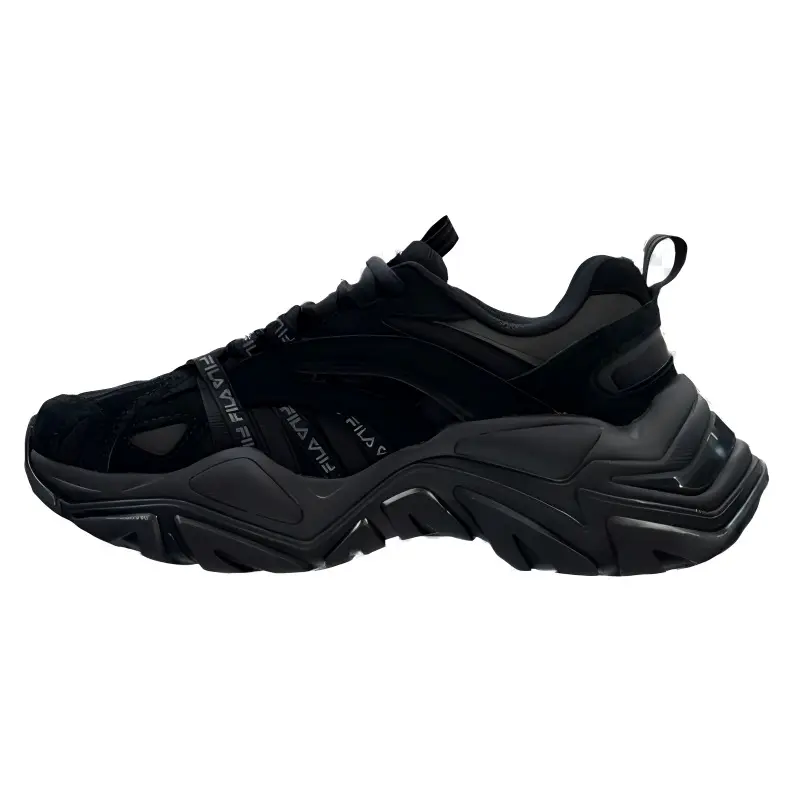 FILA Leather Low top Casual Running Shoes Unisex Black